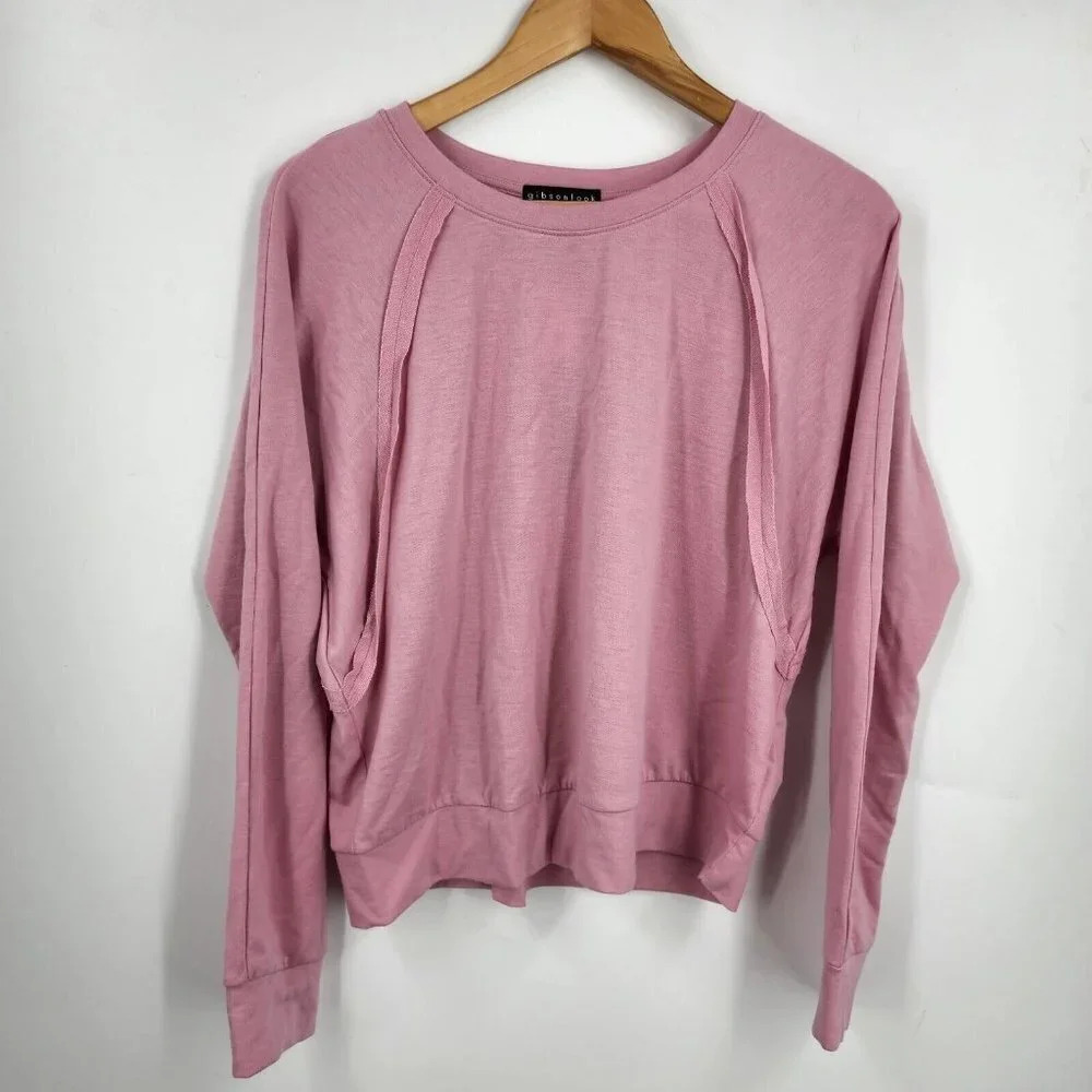 Gibsonlook Women's Raw Edge Crew Neck Long Sleeve Sweatshirt‎ Size S NWT